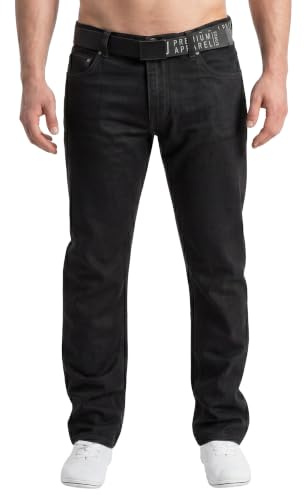 Smith and Jones Men's Slim Fit Hardwearing Denim Jeans Zip Fly Pants Black
