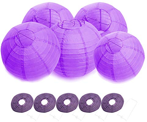 FullBerg 20 Stücke Papier Laterne Lampions rund Lampenschirm Hochtzeit Dekoration Papierlaterner Papierlampen für Party Garten 8(20cm) (Hellviolett)