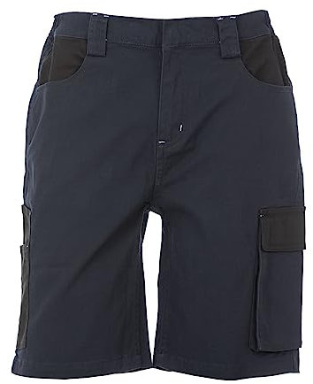 James Ross Collection - SUEZ Pantalone Corto Multitasche Elasticizzato Uomo Donna di Colore Blu Scuro, in Cotone con Chiusura a Bottone (M)