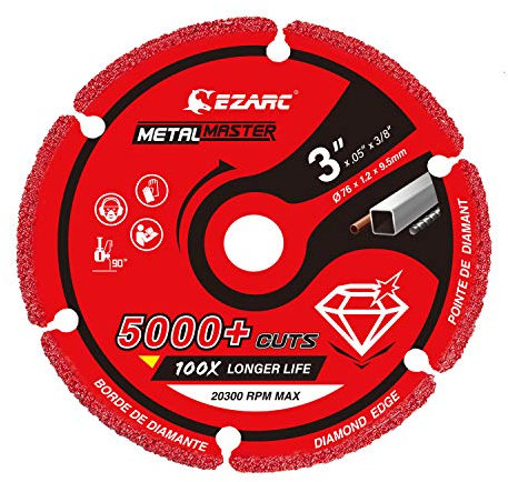 EZARC Diamant Trennscheibe 76 x 1.2 x 9,5 mm - Geeignet für Metall/Stahl/Inox - Passend für Winkelschleifer