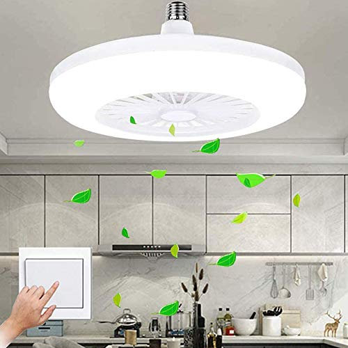 E27 Ventilador De Luz De Techo Ventilador De Techo Blanco Con Iluminación Fan Control De Pared Lámpara De Techo Lámpara De Ventilador De Acrílico Moderna Habitación De Los Niños Dormitorio (220V)