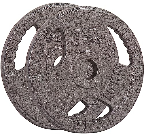 GYM MASTER Pair of Tri Grip 2 Olympic Weight Plates in Cast Iron - 10kg