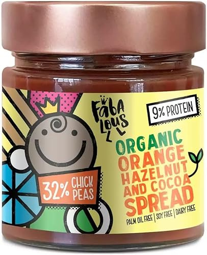 Fabalous Organic Orange Chocolate Spread (Hazelnut & Cocoa Spread) Vegan, Dairy Free, No Palm Oil, Less Sugar, More Protein 200g (Pack of 6)