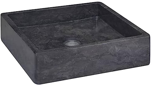 vidaXL Lavabo de Salle d'eau Vasque à Poser de Toilette Lave-Mains de Salle de Bain Lavabo de Salle d'eau Maison Intérieur Noir 40x40x10 cm Marbre