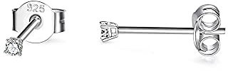 SNORSO Boucles d'oreilles Femme Argent 925, Clous d'oreilles Zircone Cubique 3mm Rondes pour Femme Fille