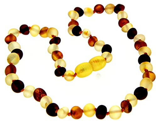 SilverAmber Jewellery - Collana in ambra baltica - Mista - Grezza - Perle di ambra genuina al 100% - Massima qualità - Dimensione: 36 cm - NRAWMIX36