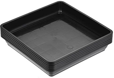 sourcing map Plant Pot Saucer 6 Inch Plastic Square Flower Drip Tray for Indoor Outdoor, Black Pack of 6