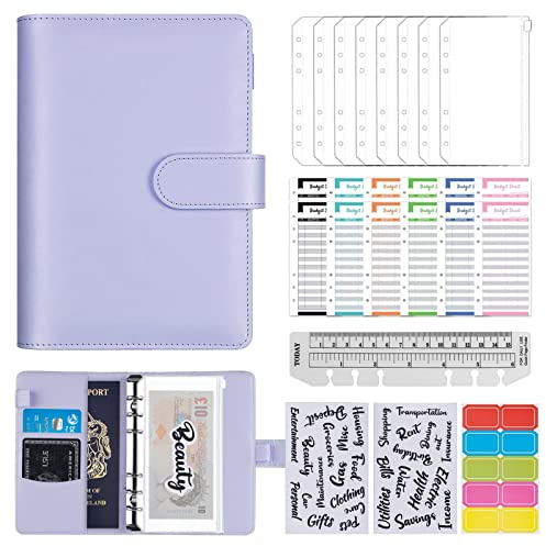 ChangWanna A6 Money Budget Ring Binder - Money Saving Wallet Organiser Binder with Pockets, Cash Stuffing Budget Wallet Planner with Cash Envelope, Money Folder Wallet Organiser for Cash Saving
