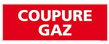 Signalétique.biz - Panneau Coupure Gaz Rectangulaire - Signalisation Sécurité Incendie GAZ - 210 x 75 mm - Adhésif