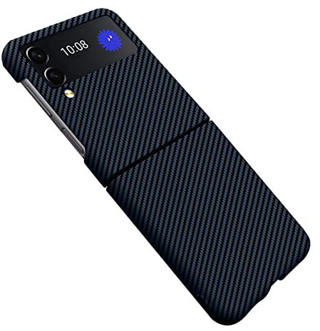 COQUE Custodia Samsung Galaxy Z Flip 4 Shell, Cover per Telefono Pieghevole in Fibra di Carbonio per Samsung Galaxy Z Flip 4 5G-Blu