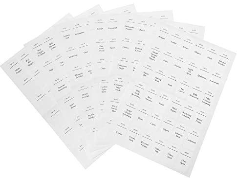 Create idea 216 Stück Etiketten für Küche Speisekammer, Minimalistische Gewürzglas-Etiketten, Selbstklebende Wasserdichte Gewürzregal-Organisationsaufkleber, Vorgedruckte Etiketten für Gewürze