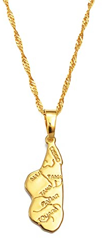 YZyizhen Halskette Mit Anhänger Aus Madagaskar – Landumriss-Anhänger, Dünne Kette, Zierlicher Patriotischer Schmuck, Madagassischer Ethno-Stil, Hip-Hop, Damen, Herren, Mädchen, Unisex-Geschenke, Gelb