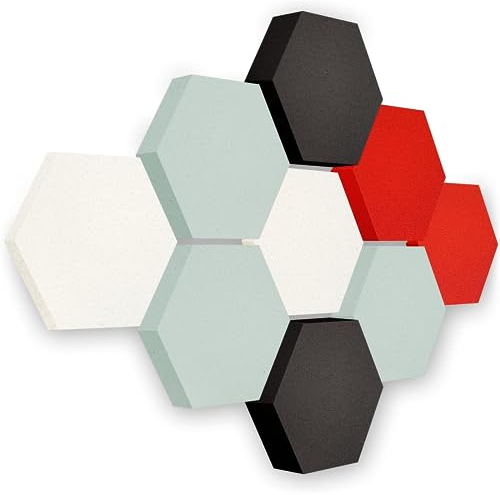 platino24 Akustikpaneele 9 Elemente Edition LOFT 3D I Ø 300mm Akustikplatten Schalldämmung Wand & Decke I Akustikschaum Schall-Absorber aus Basotect 30-70mm mit farbiger Akustikbeschichtung