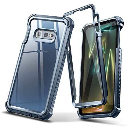 Dexnor Compatible with Samsung Galaxy S10e Case with Screen Protection Full-Body Soft Grip Silicone Bumper Anti-Scratch Clear Ultra-Thin Back Panel for Samsung Galaxy S10e - Navy Blue