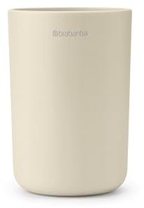 Brabantia - Renew Zahnbürstenhalter - Organizer für Mehrere Zahnbürsten - Rutschfester Boden - Leicht zu Reinigen - Korrosionsbeständig - Badezimmerzubehör - Organizer - Soft Beige - 8 x 8 x 11 cm