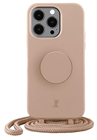 PopSockets x Just Elegance iPhone Hülle - Necklace Case - Handyhülle kompatibel mit iPhone 13 Pro Max - iPhone Schutzhülle mit Abnehmbarer Kordel und Fingerhalter (Zartes Apricot)