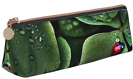 UNIOND Little Ladybug bedrucktes Leder-Federmäppchen, dreieckig, multifunktional, tragbar, für Büro, Arbeit, Reisen, weiß, Einheitsgröße, Taschen-Organizer