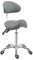 Antlu Sattelhocker mit Rückenstütze - Ergonomischer ästhetischer Sattelhocker für Friseur, Tattoo, Spa, Zahnarztpraxis (mit Rückenlehne, Grau)