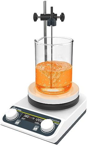 LABFISH Magnetrührer Heizplatte 280℃/ 536℉ 5 Zoll Digitaler Labor-Magnetrührer 3L Kapazität Knopfsteuerung 200-1500rpm, Sondensensor & Rührstab Enthalten