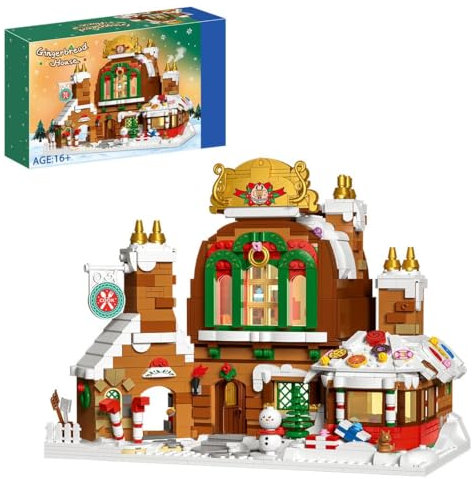 Weihnachts Lebkuchenhaus Bausteine Bausatz, 1481 Klemmbausteine Weihnachtshäuser Bausteine Architektur Modell, Weihnachten Geschenke Spielzeug für Erwachsene und Kinder