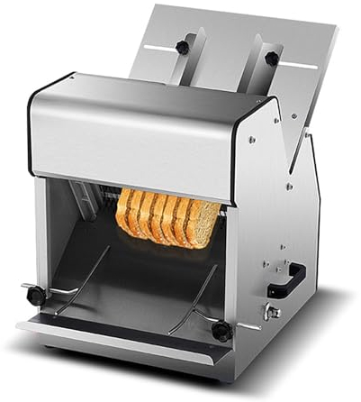 EsaSam Máquina cortadora de Pan eléctrica, cortadora de Alimentos Deli de Acero Inoxidable de 12 mm con 31 números máximos de rebanadas, Espesor de Pan Ajustable, Rebanada Uniforme y ordenada