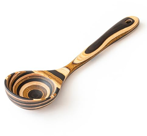 Gudamaye Pakkawood Deep Soup Ladles,Pakkawood Ladle,10 inch Big Soup Ladle for Cooking,Deep Ladle Spoons,Wood Kitchen Utensils Set, Wooden Spoon for Cooking
