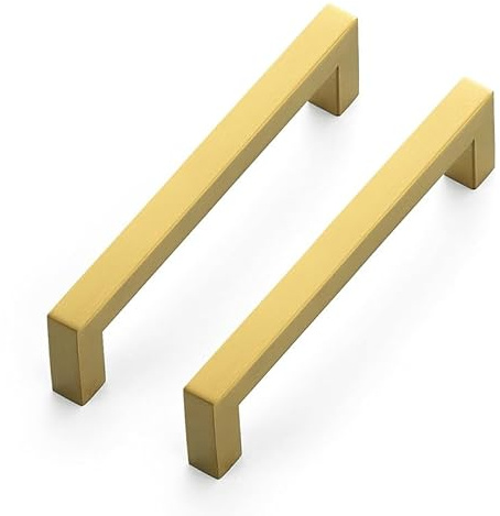 Ravinte 25 Stück Schrankgriffe 128mm Möbelgriffe Gold Griffe für Küchenschränke Schrankgriffe Quadratischer Griffe Möbel Rostfreier Edelstahl Türgriffef für Küchengriffe
