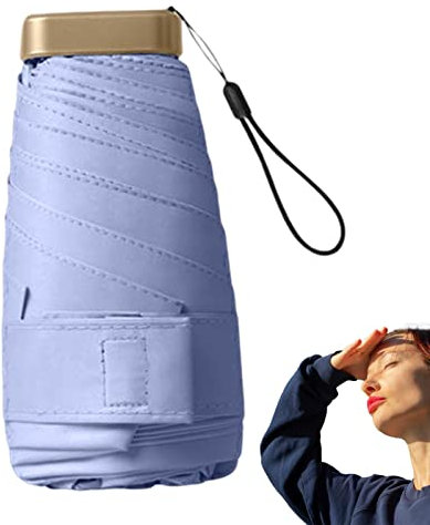 Sombrilla de viaje con protección UV, 6 capas, para el bolso, doble uso, resistente al viento, plegable, paraguas de viaje y sombrilla, compacto y portátil