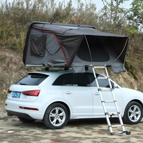 Dachzelt Autodachzelt Hartschale ABS 2 Größen, bis zu 4 Personen Grau, Braun (Größe: 160x210x120cm mit Vorzelt)