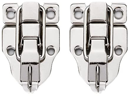 Antique Toggle Catch Latch Clasp, Retro Style Metal Box Buckle for Tool Boxes Jewelry Antique Duckbilled Hasp Latch Catch with Padlock Hole for Wooden Box Crafts(Silver)