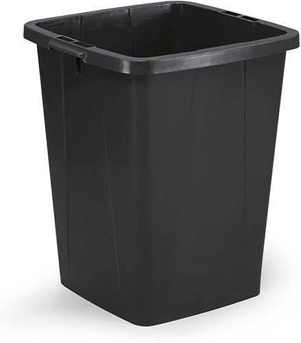 Durable Mülleimer Durabin Eco 90 Liter, Blauer Engel zertifiziert, mit Tragegriffen, schwarz, 6 Stück, 1800505221 | Quadratischer Kunststoffbehälter, Abfalltonne mit Tragegriffen, für Gewerbe, 520 x 610 x 490 mm