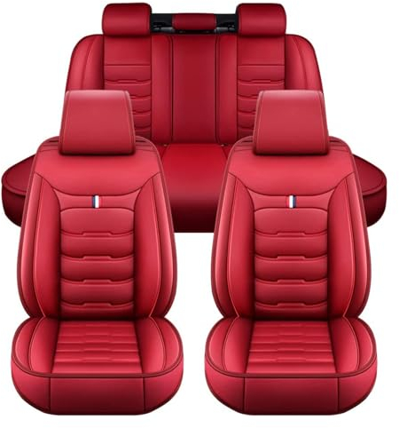 XLUMIO Auto Sitzbezüge Set für Mini Clubman/Cabrio Clubman One/Cooper/Cooper S F54 F55 F56 F57 F60 4 Doors, 5 Sitzer Autositzschutzbezug aus PU Leder, Wasserdichter Sitzschoner, F Red
