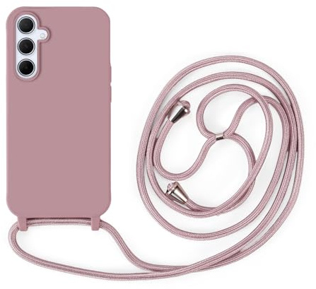Handykette Kompatibel mit Samsung Galaxy A35 | Necklace Hülle mit Band, Handyhülle zum Umhängen | Case mit Handykordel, Stoßfeste Schutzhülle zum Umhängen Kordel | Rosa