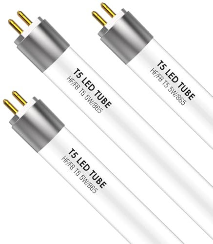 IHYCTV LED Röhre T5 288mm, 5W, 685lm, EVG Kompatibel, 6500K Tageslicht, Ersatz T5 8W klassischer leuchtstoffröhren, G5 Sockel, 3-Pack