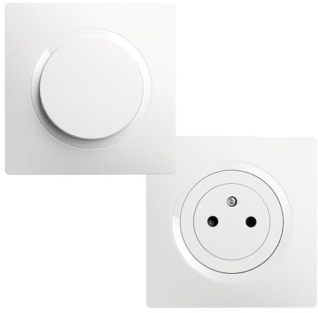 DEBFLEX - Casual Evo - Lot Complet 3 Prises 2P+T Affleurantes + 2 Interrupteurs Va et Vient - Design Sobre - Faciles à Installer - ABS - Installation Encastrée - Blanc