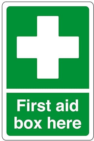 Cassetta di pronto soccorso qui – cartello di sicurezza – cartello DAE, adesivi di pronto soccorso, kit di pronto soccorso, in alluminio Dibond da 3 mm, per uso interno/esterno (200 mm x 150 mm),