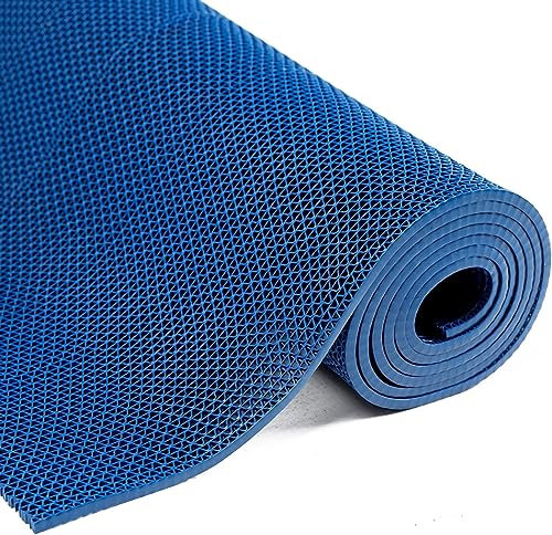 ybaymy PVC-Drainagematte 90 * 500cm Dicke 5.5mm, Antirutschmatte, Pool Matte PVC Mesh Drainagematte, rutschfest Ringgummimatte Saunaläufer, Kommerzielle Fußmatten für Badezimmer Schwimmbad, Blau