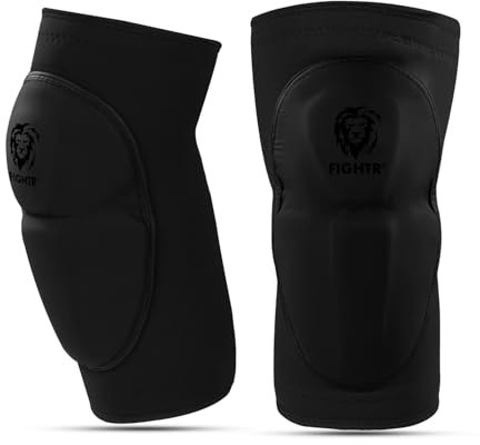 FIGHTR Knieschoner Dick für Kickboxen, MMA, Muay Thai & weitere Kampfsportarten - 2er Set Knie Schoner (All Black, S/M)