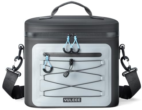 YULEEE Kühltasche 24L, Wasserdicht Picknicktasche Tragbar Lunchtasche Cooler Bag für Strand Picknick, Arbeit, Unterwegs, Schwarz