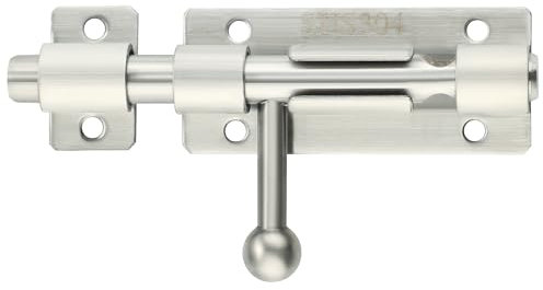 Mooche Verrous Loquet Porte Extérieur Loquet de Porte à Boulon Coulissant Verrou de Porte à Barillet Serrure avec Trou pour Cadenas, Finition en 304 Acier Inoxydable, Brossé