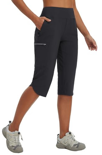baleaf Damen Wanderhose Cargohose Atmungsaktiv Elastische Outdoorhose Trekkinghose Schnelltrockend Leicht mit Reißverschlusstasche Schwarz XXL