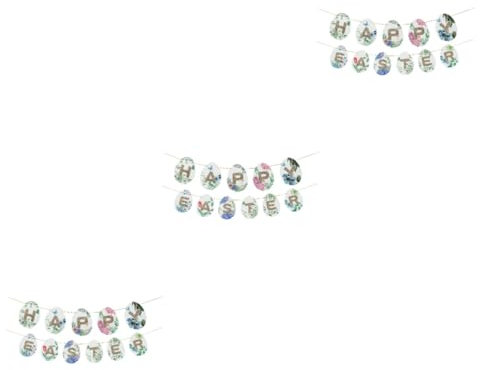 3 Sätze -Latte-Art Urlaub Girlande Outdoor- Weihnachts-Hüpfburgen Kranz Frühling Graham easter decoration osterdekoration indoor Osterpapierbanner Hängende Dekoration ERINGOGO