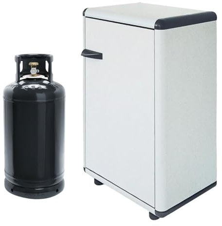 PALUPLUS Porta Bombole Gas a 1 Anta in PVC di Colore Grigio, Misura 59x39x92 cm, Maniglia e Piedi Antiscivolo, Mobile da Esterno, Made in Italy -176C