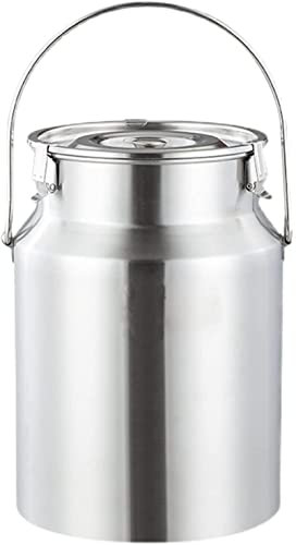3L/5L/10L Milk Cans with Single Handle, 304 Stainless Steel Milk Transport Bucket Water Jug Wine Pail Bottle Tea Canister Silicone Sealed Barrels