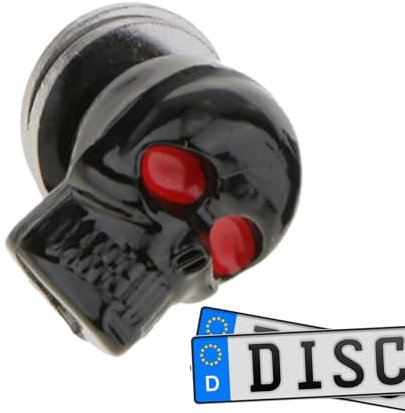 Skull License Plate Bolts | Bike Number Plate Frame With 3D Skull Red Eye Design,License Plate Fixing Nut, Skull Automobile Accessories, Bike Number Plate Frame For Trucks
