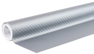 Xkeribom 150x30cm Silber Carbon Folie Selbstklebend Rolle Fahrrad Auto Motorrad Möbel Armaturenbrett und und Unlimitiertes Bereich