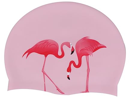Hemobllo Ergonomic Fit Silicone Swim Cap Women's Girls Waterproof Swimming Hat Flamingo Design for Pools