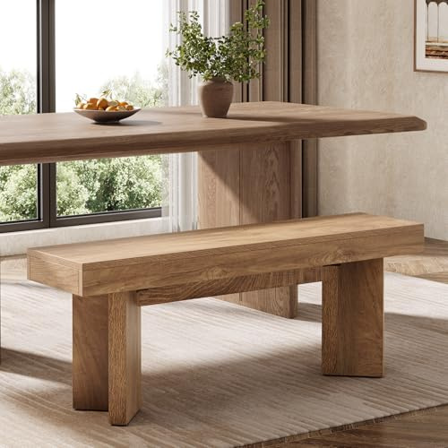 Tribesigns Farmhouse Wooden Dining Bench, 47 Indoor Entryway Bench with Sturdy Frame for Dining Room, Livingroom, Hallway, End of Bed (Rustic Brown)