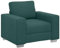 vidaXL Ergonomischer dunkelgrüner Sessel für Wohnzimmer Lese-Stuhl mit weicher Polyester-Polsterung Moderner Holzrahmen Stylische Innensitzgelegenheit Bequeme Einzelplatzmöbel für häusliche