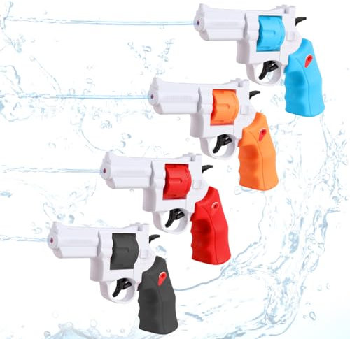 Wasserpistole für Kinder, 4 Stück Wasserspritzpistolen, Wasserpistole Klein, Wasser Soaker Blaster mit 8-10 Meter Großer Reichweite, Perfekte Spielzeug für Pools Strände und Wasserschlachten im Freien